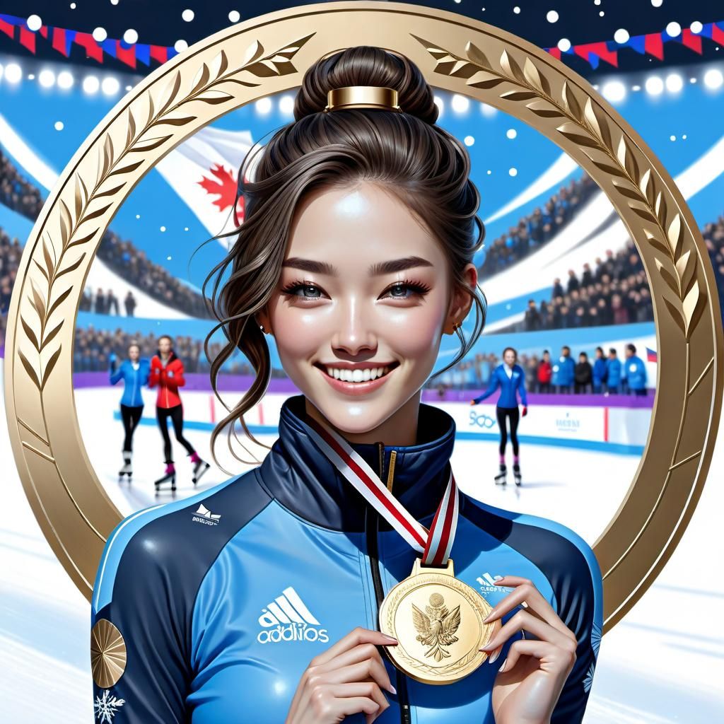 Figure Skating Champion Celebrates Gold Medal