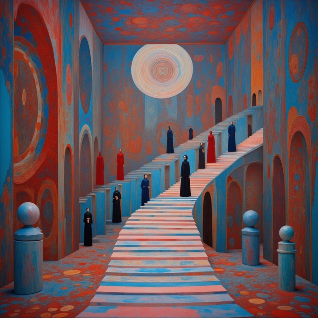 Ethereal Stair Maze in Psychedelic World