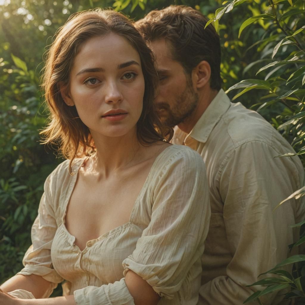 Warm Golden Hour Portrait of Gentle Lovers