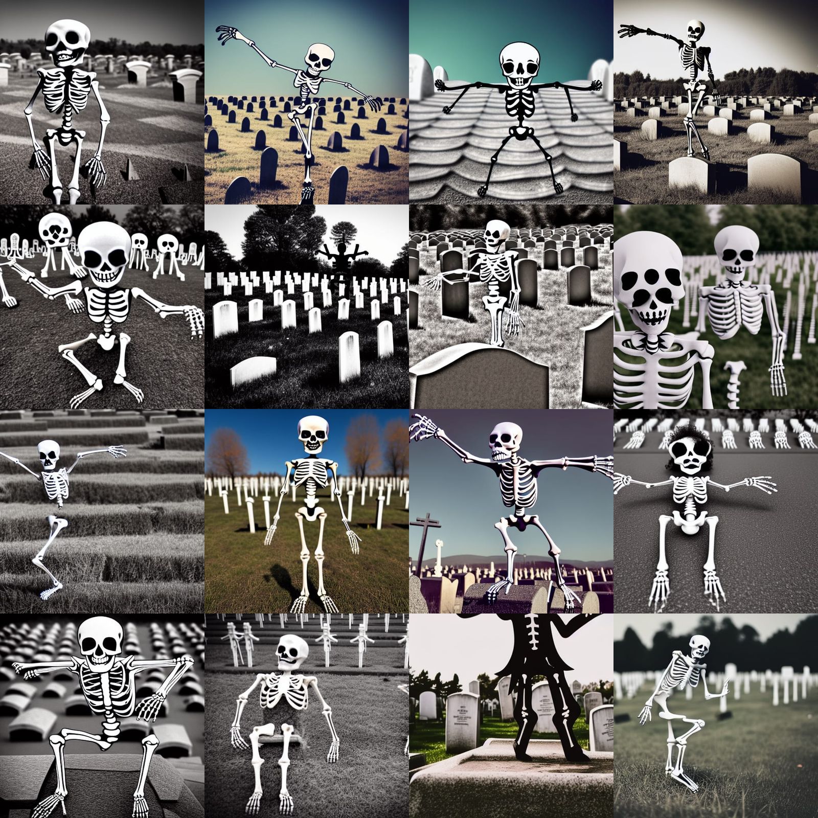 Dancing Skeleton with Sunglasses on Graves