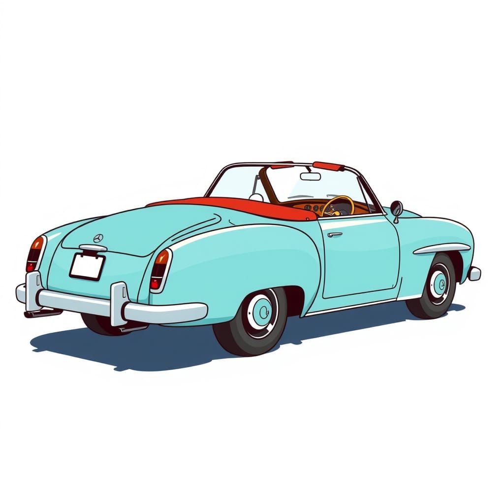 Retro 1950s Cartoon Mercedes Convertible