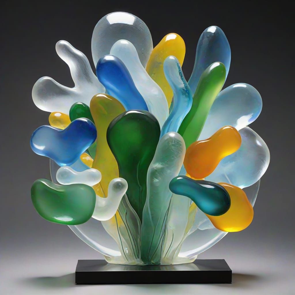 Gentle Glass Squid Sculpture in Sea Glass Style