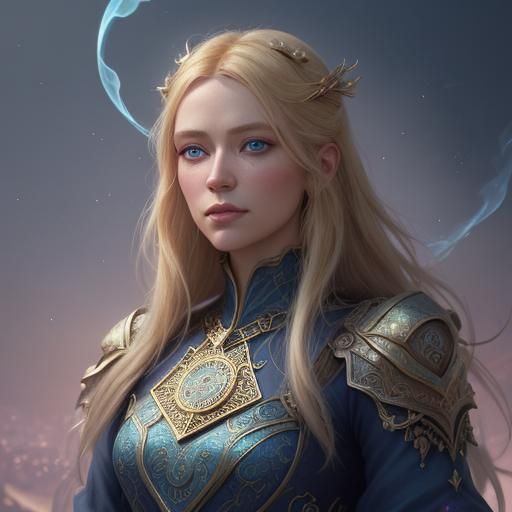 Love Hearts Surround Tarot Reader in Fantasy Art