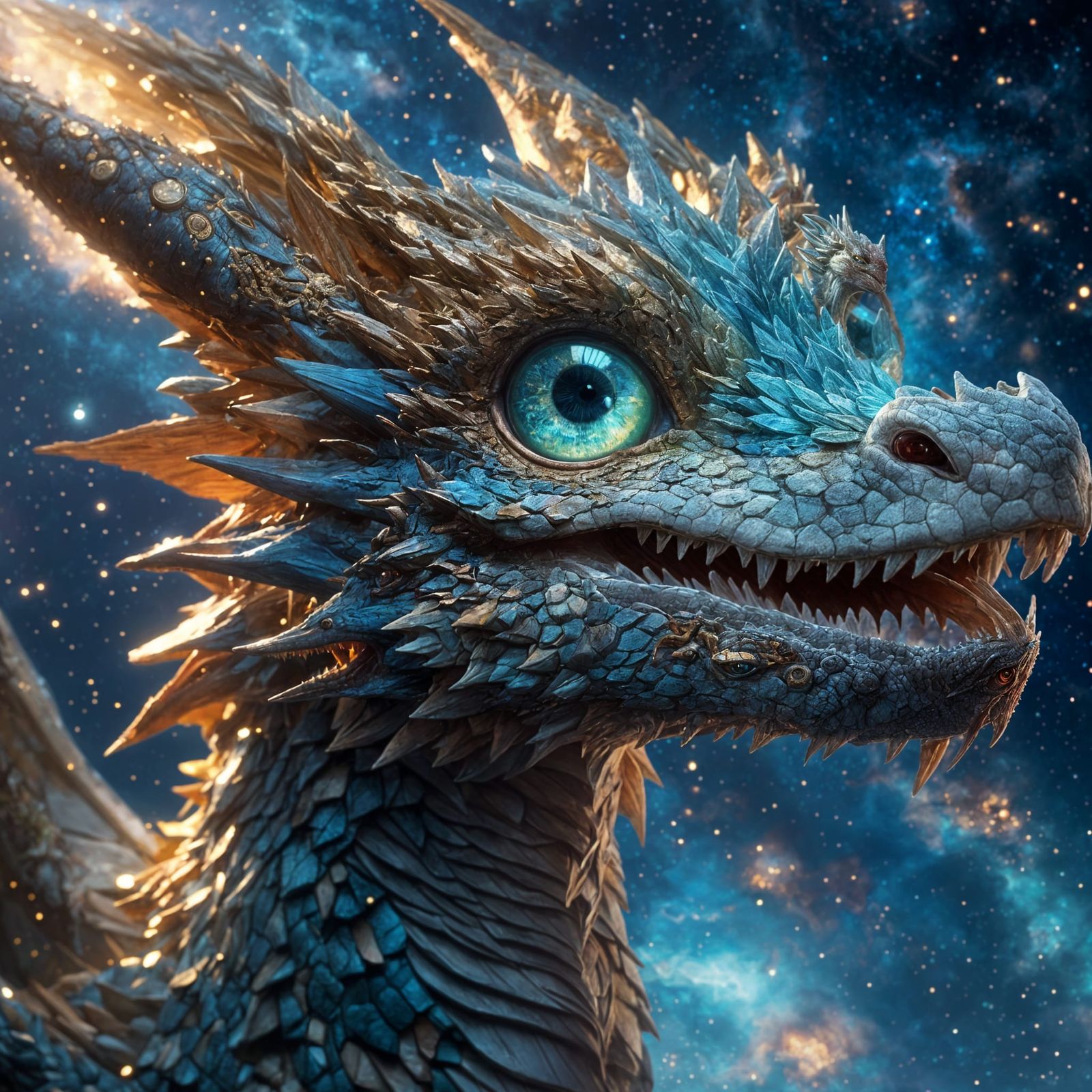 Mythical Dragon Flight in Galaxy, Anime Style