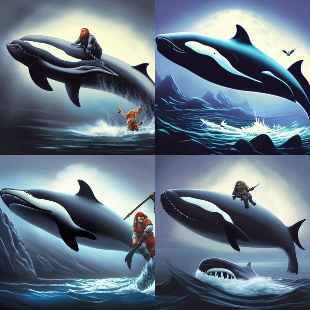Dwarf Rides Undead Killer Whale: Comic Book Art