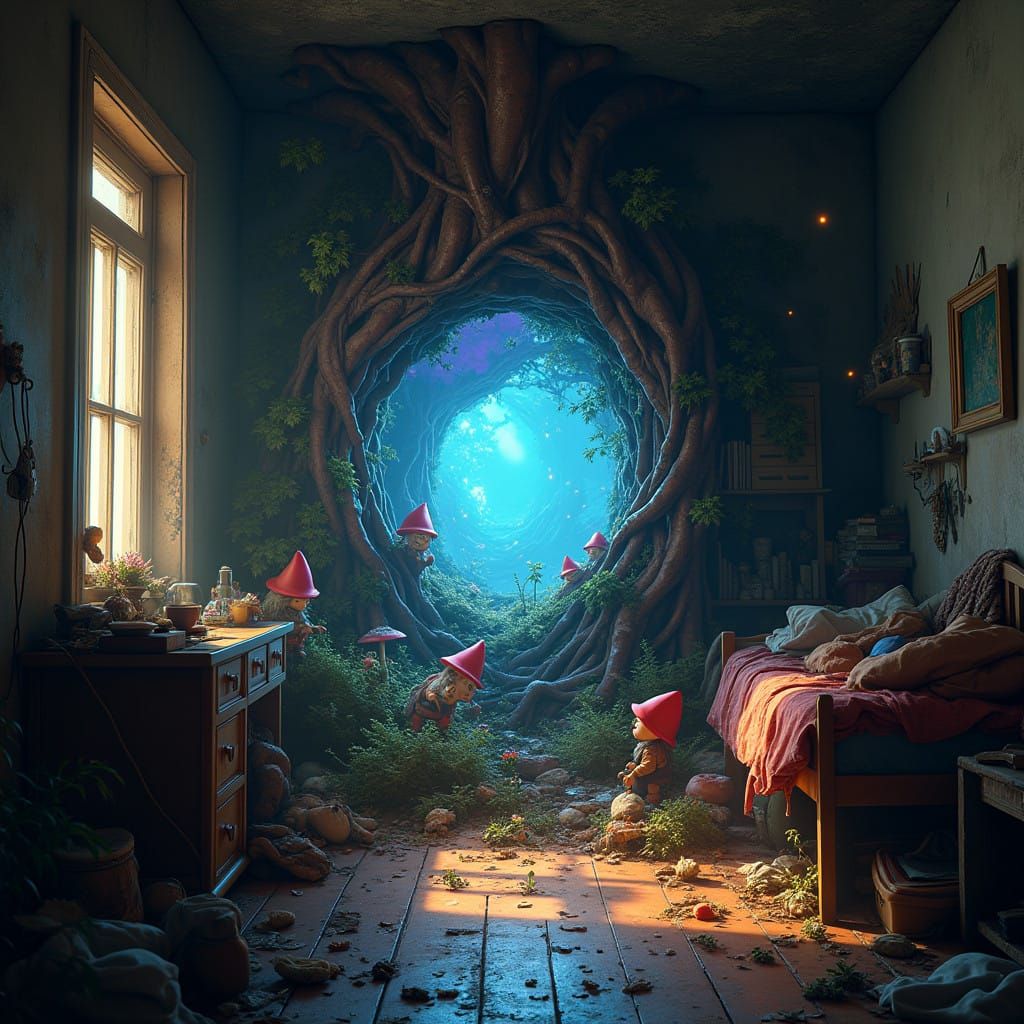 Glowing Portal Unveils Whimsical Gnome Realm