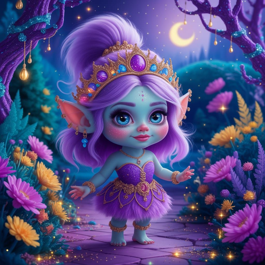 Magical Female Troll in Whimsical Forest Dreamscape