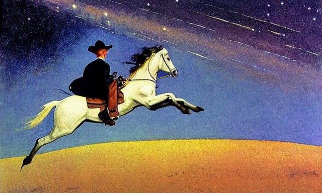 Cowboy Rides Shooting Star Through Milky Way