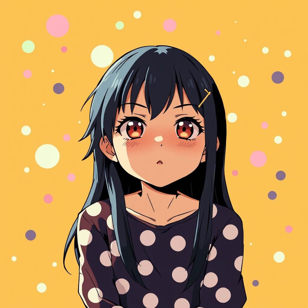 Anime Girl with Polka Dots in Manga Style