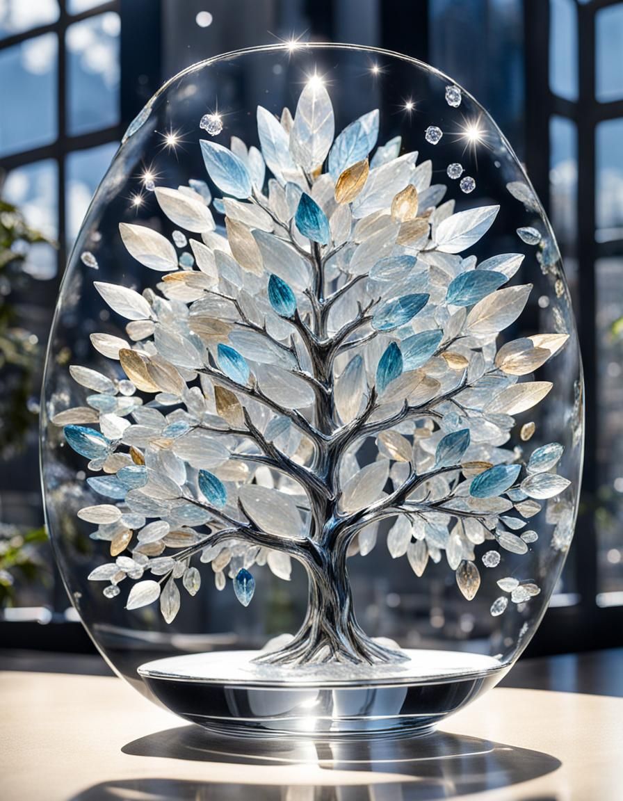 Crystal Tree on Glass Plate