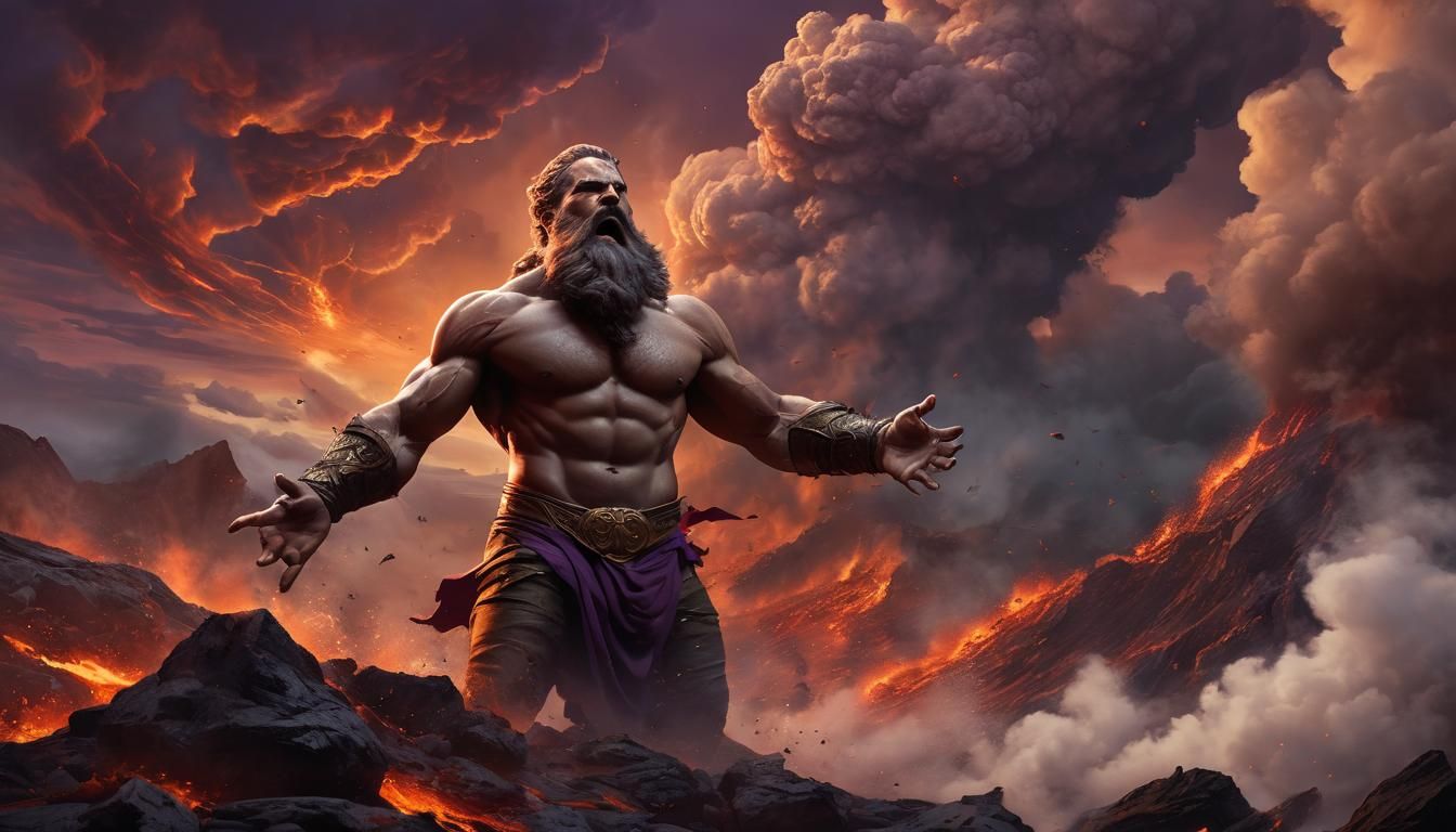 God Falls into Fiery Apocalyptic Landscape