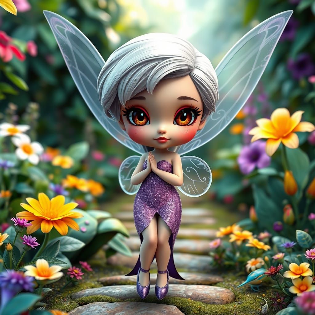 A captivating hyper-realistic 3D render of a chibi-style Tin...