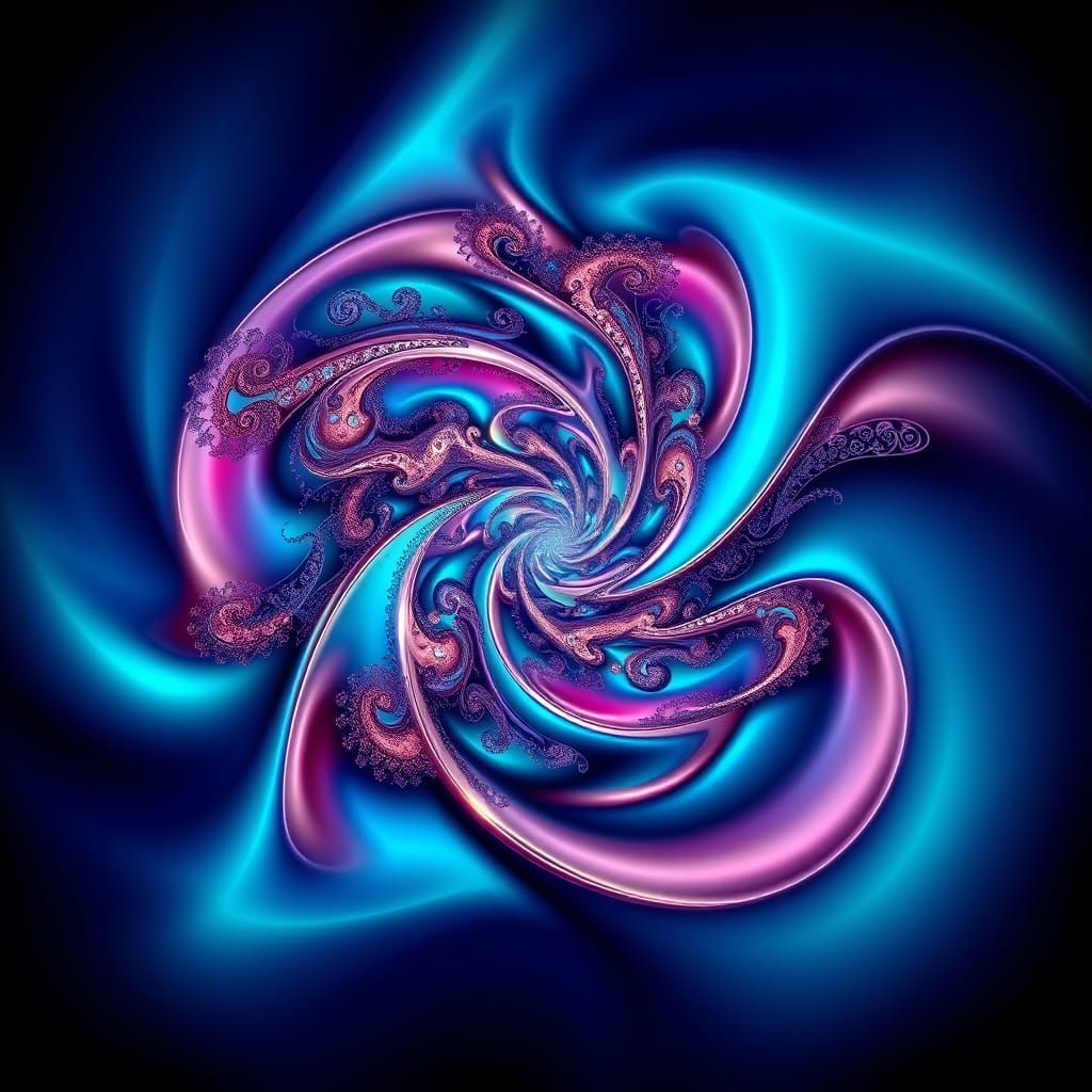 Fractal Tapestry in Iridescent Blue