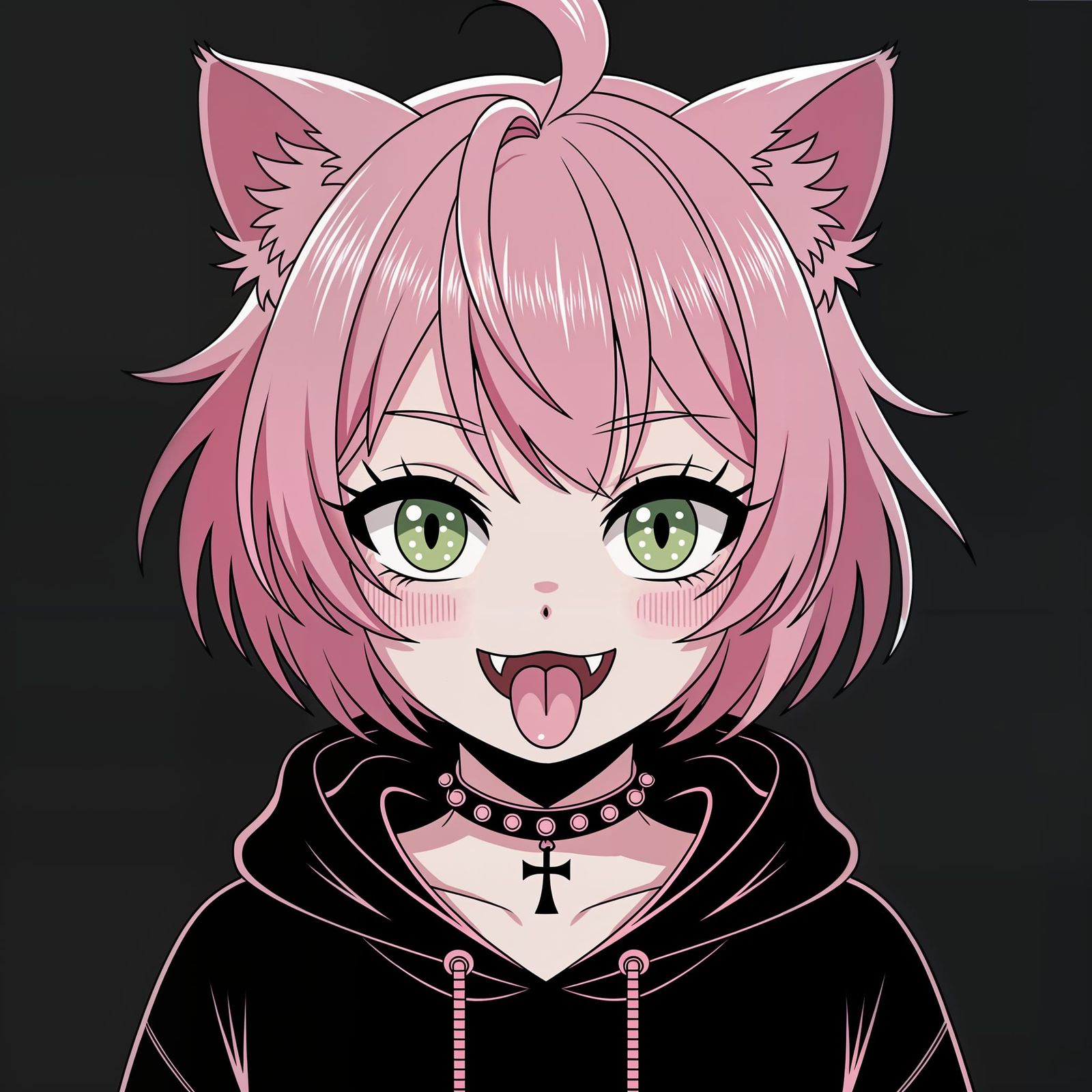 Cute Catgirl with Gothic Style in Anime Illustration