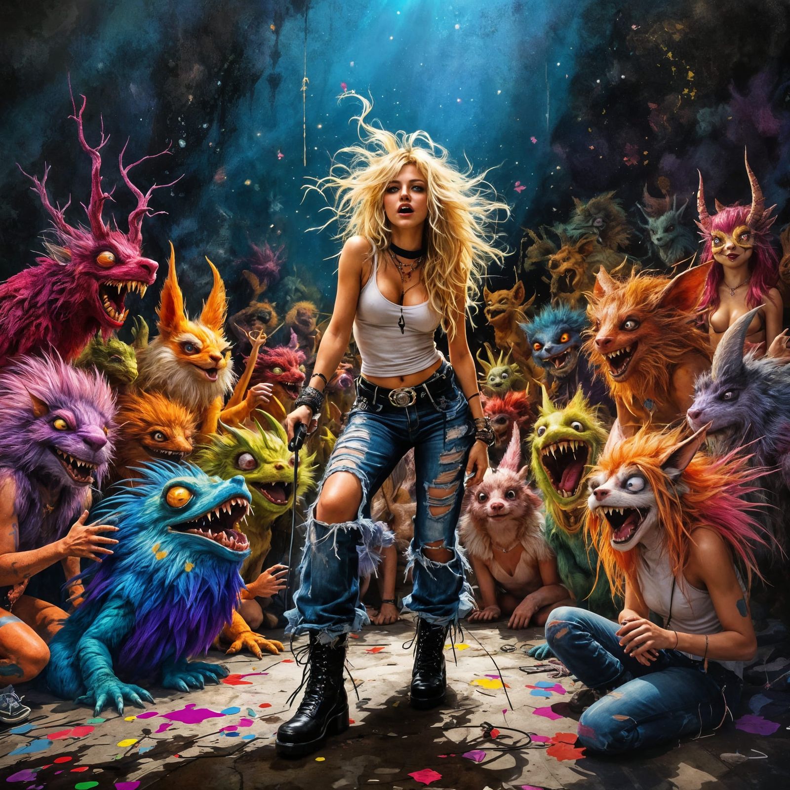 Vibrant Fairy Rockstar Performs for Fantasy Audience in a St...