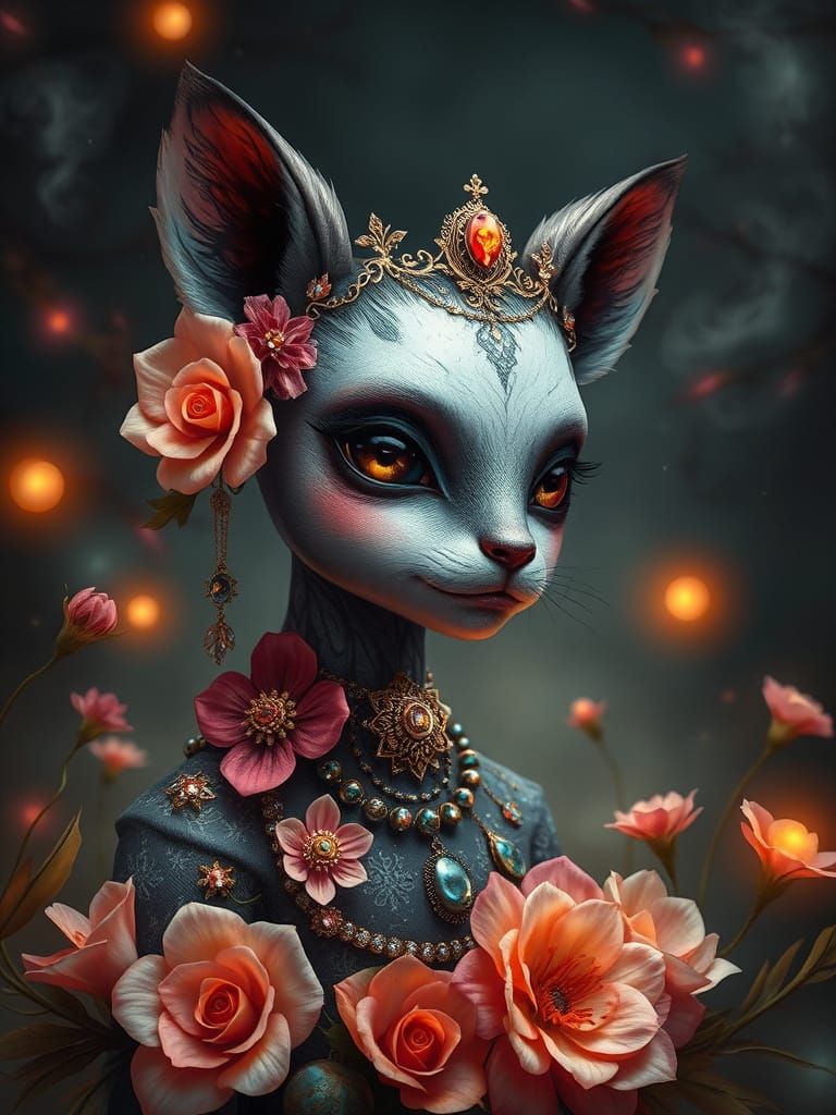 A magical cat, a lover of jewelry