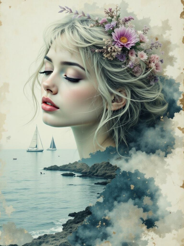 Dreamlike Seascape: A Double Exposure Portrait