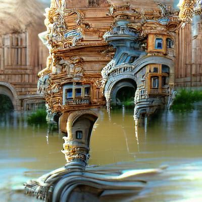 Atlantis Floods Salamanca in Baroque Renaissance Digital Art