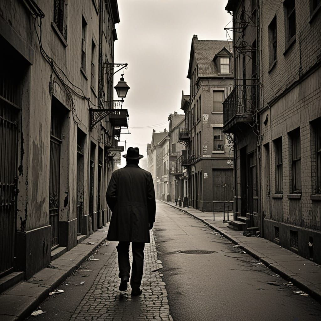 Noir Horror Scene in Sepia Tones