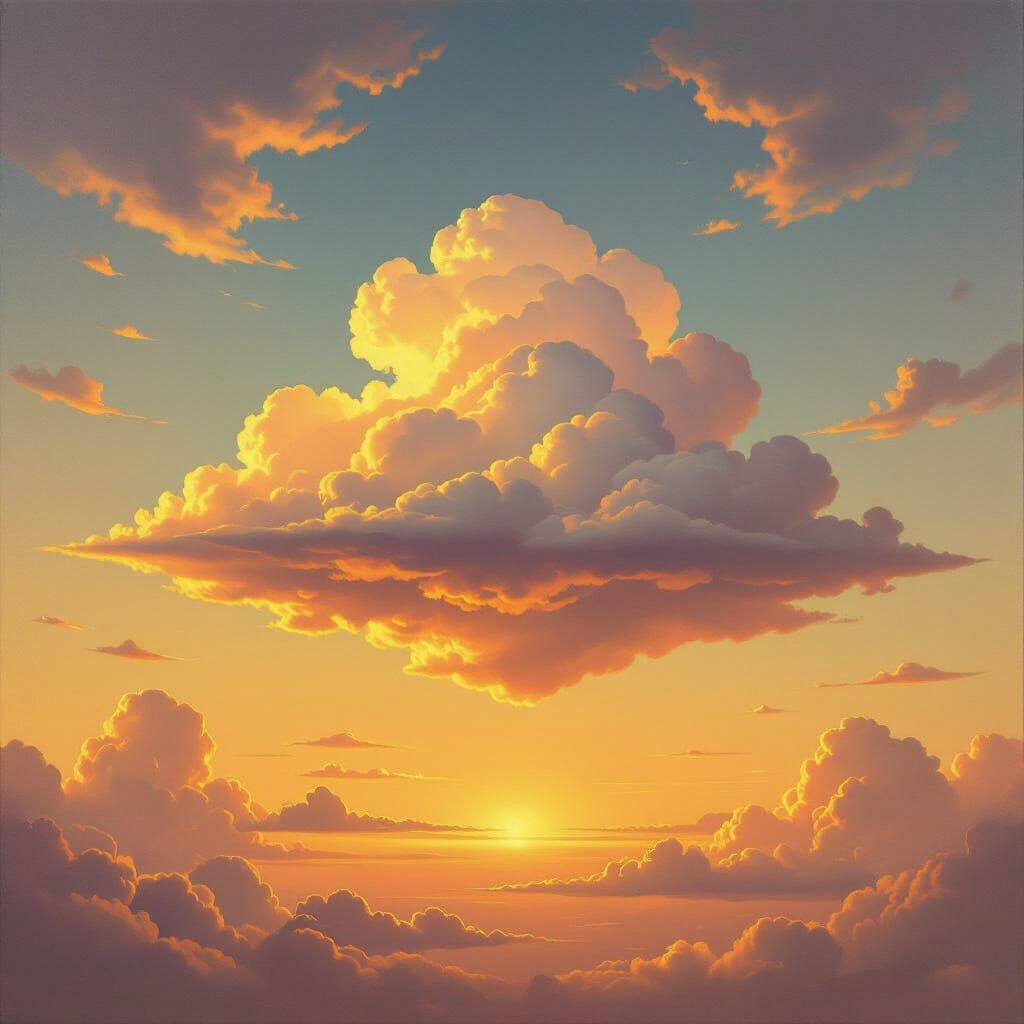 Mystical Cloud Formation at Twilight in Surrealist Oil Paint...