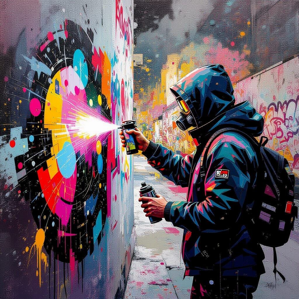 Dynamic Urban Graffiti Art with Abstract Textures