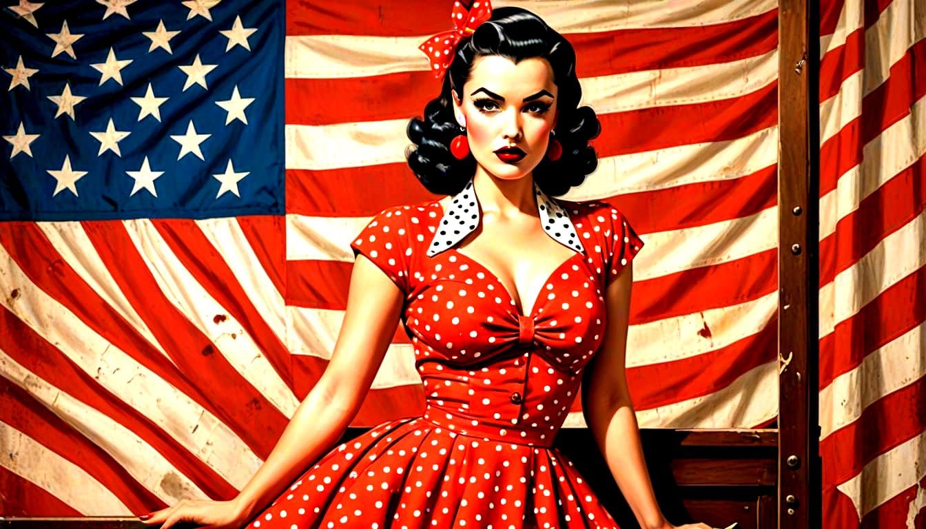 Futuristic Pin-Up Girl in 1940s Style