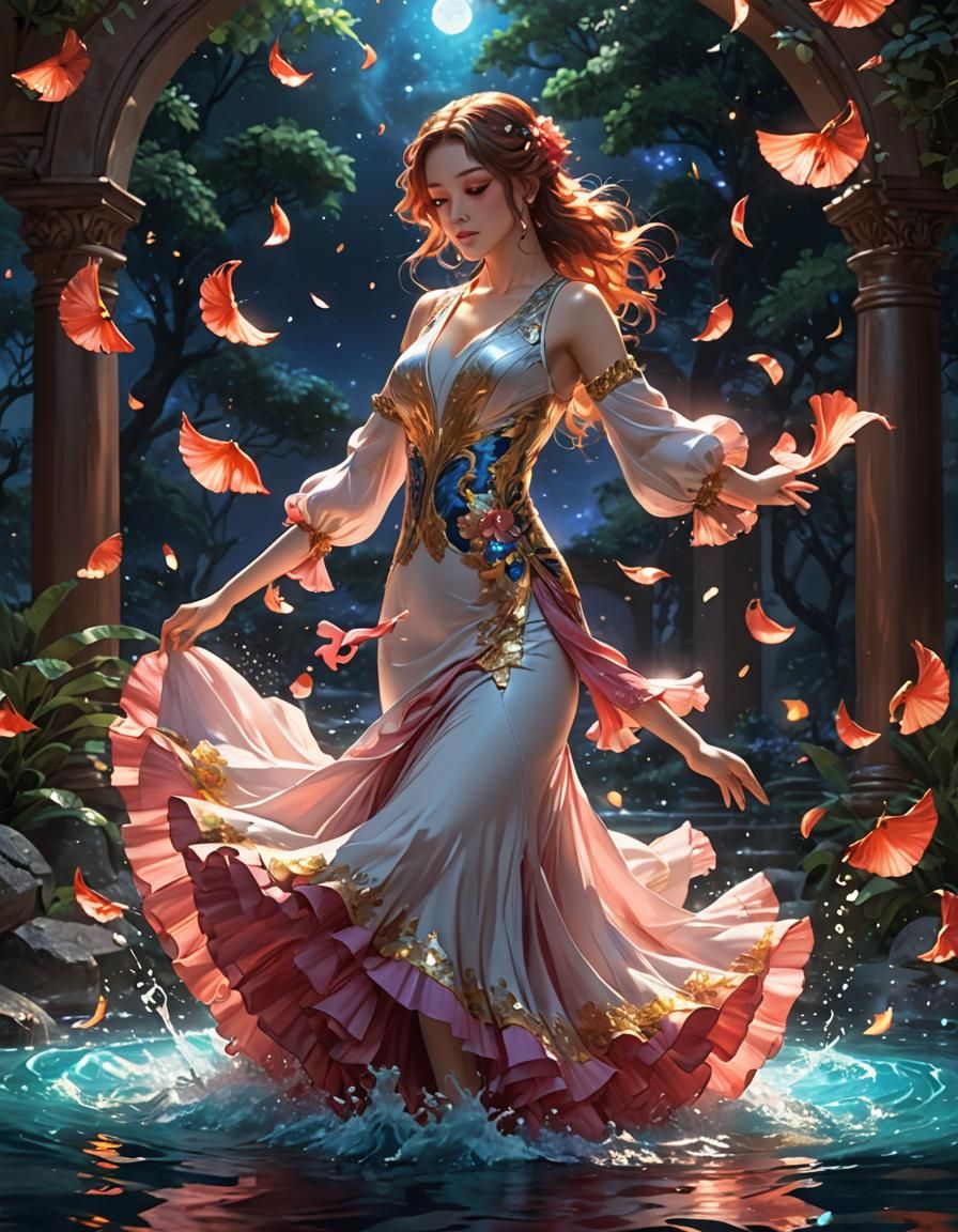 Galactic Flamenco Dancer in Anime-Inspired 3D Art