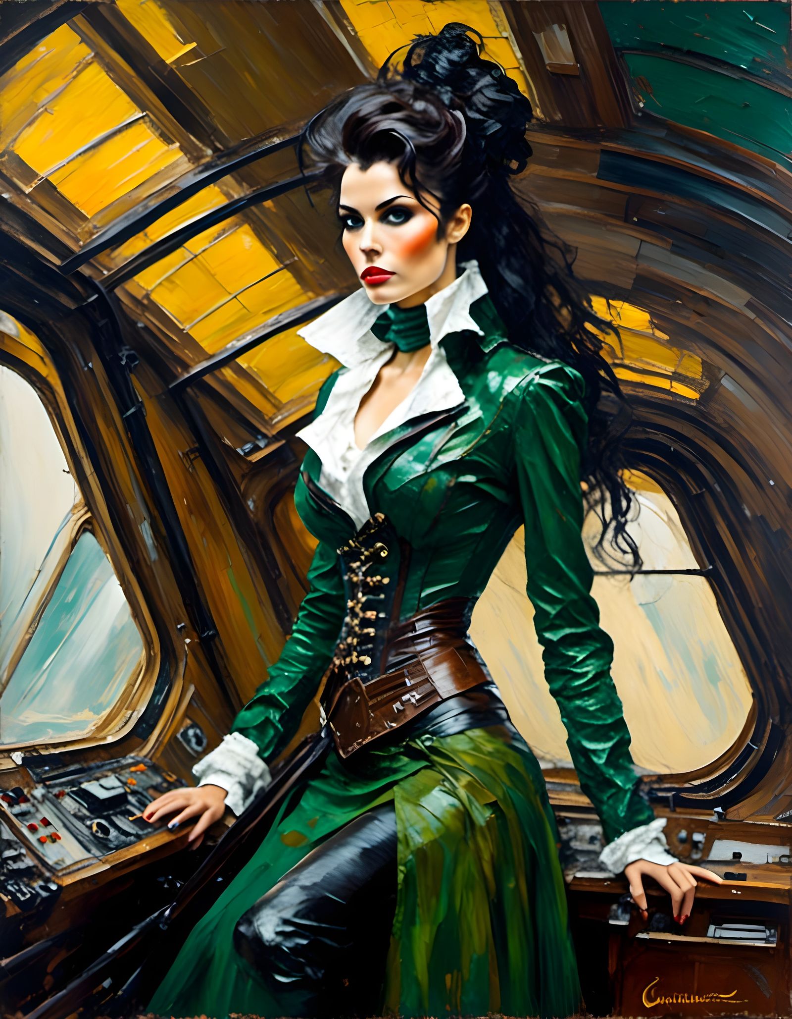 Steampunk Vulcan Woman in Impressionist Style