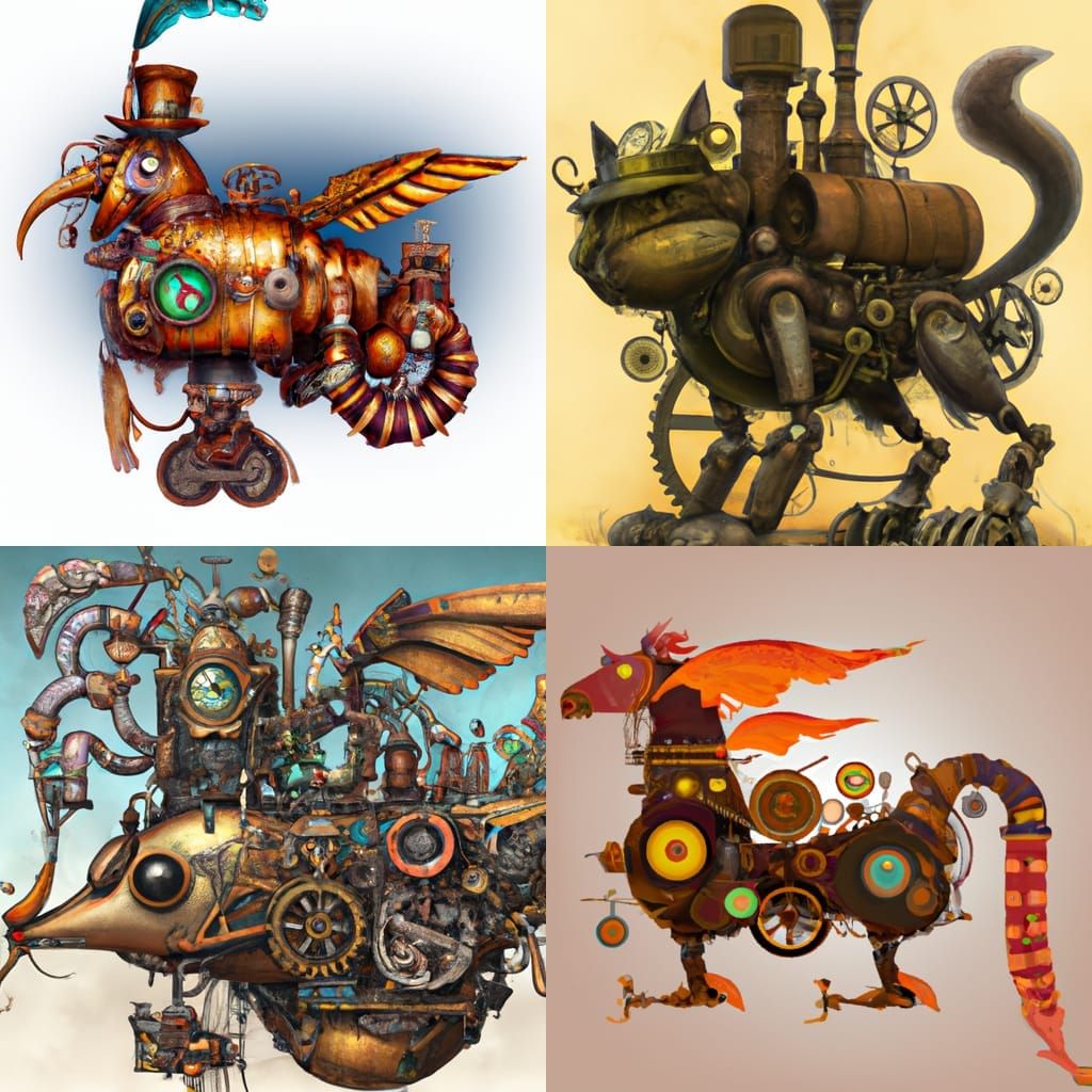 Steampunk Engine with Mythological Creatures