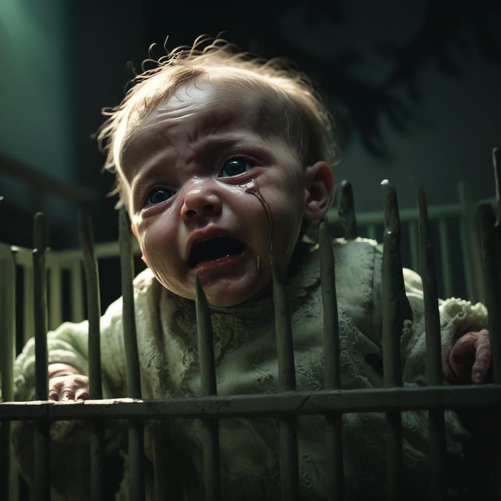 Dark Fantasy: Abandoned Diseased Infant in Greg Rutkowski St...