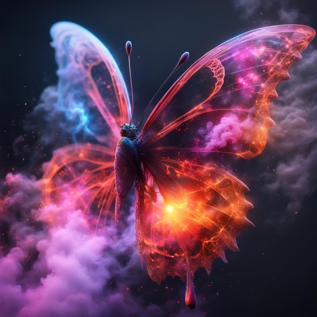 Butterfly with Galaxy Wings in Ethereal Fantasy Art