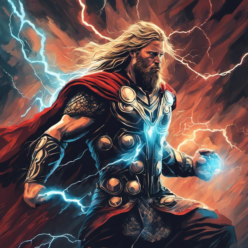 Epic Abstract Art of Thor, God of Thunder
