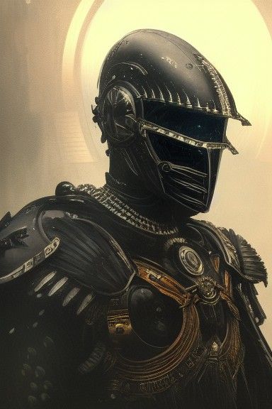 Robotic Crow Warrior in Neon Lit Armor