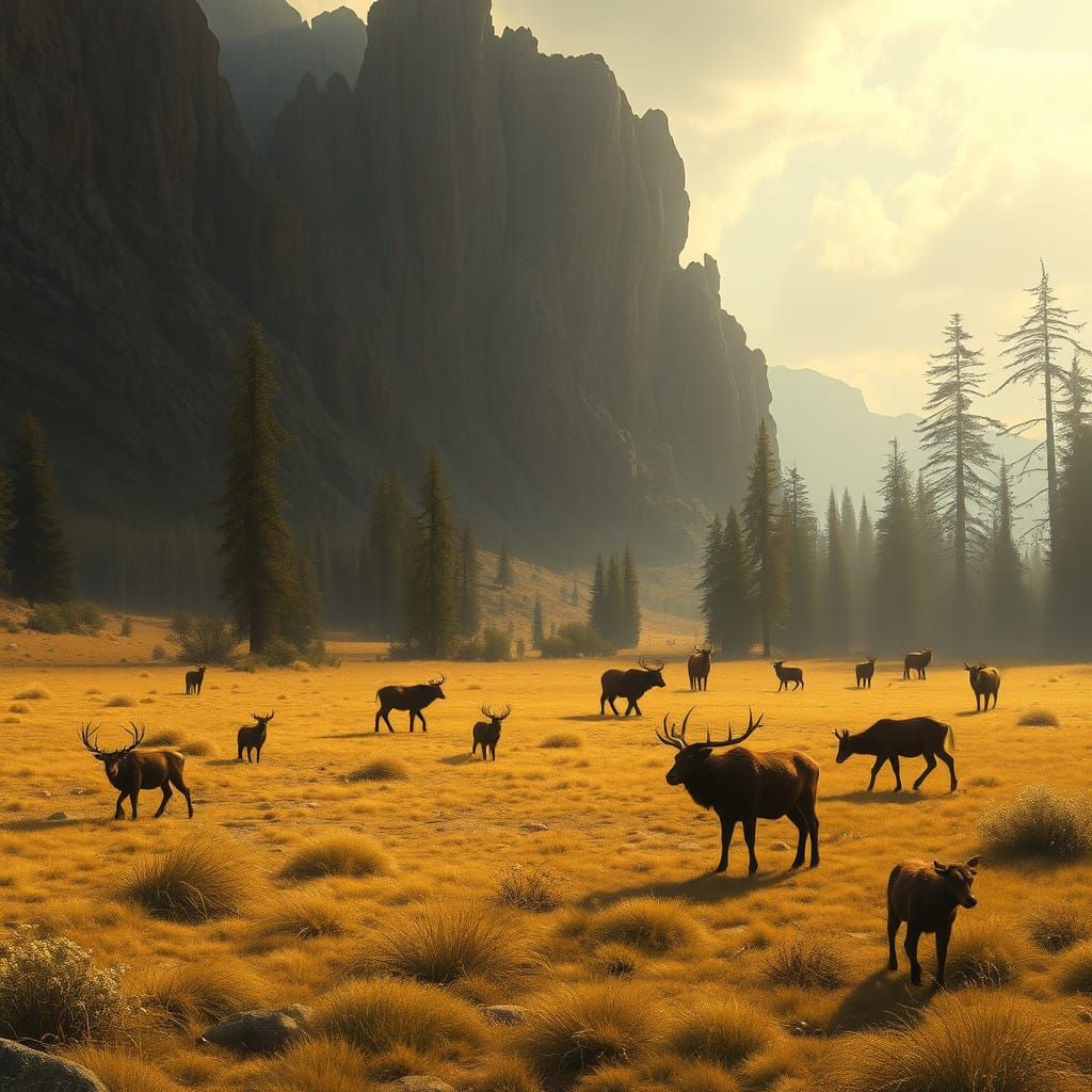 Idyllic Wildlife Scene in Golden Light