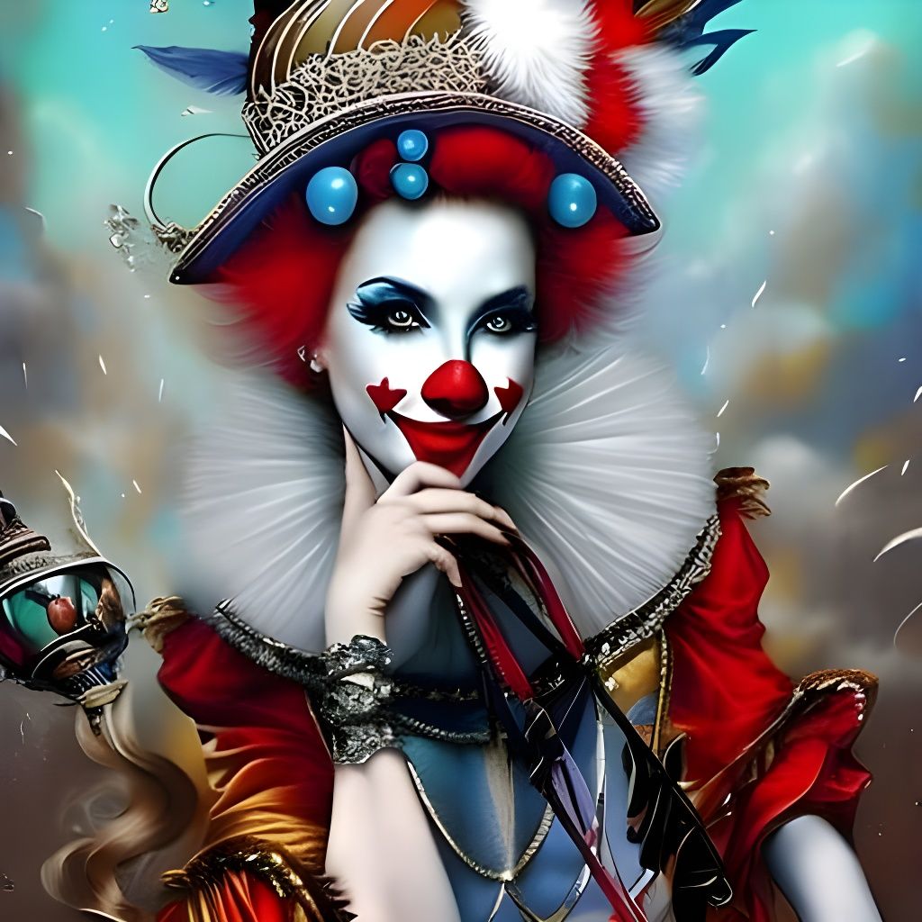 Whimsical Venetian Clown in Night Sky
