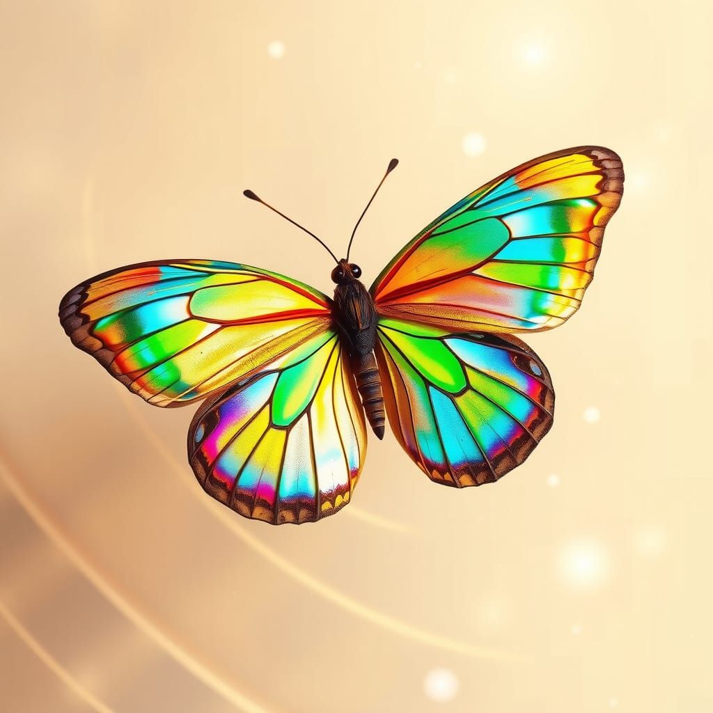 Whimsical Butterfly in Vibrant Iridescent Hues