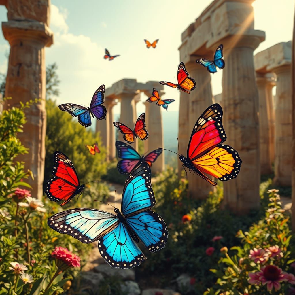Whimsical Butterflies Dance Amidst Göbeklitepe's Ancient Pil...