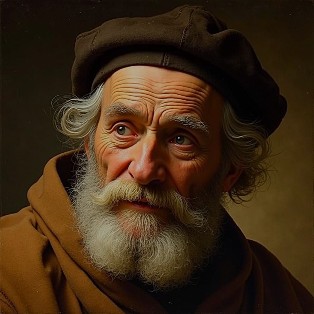 Kind Old Man Portrait in Rembrandt Style