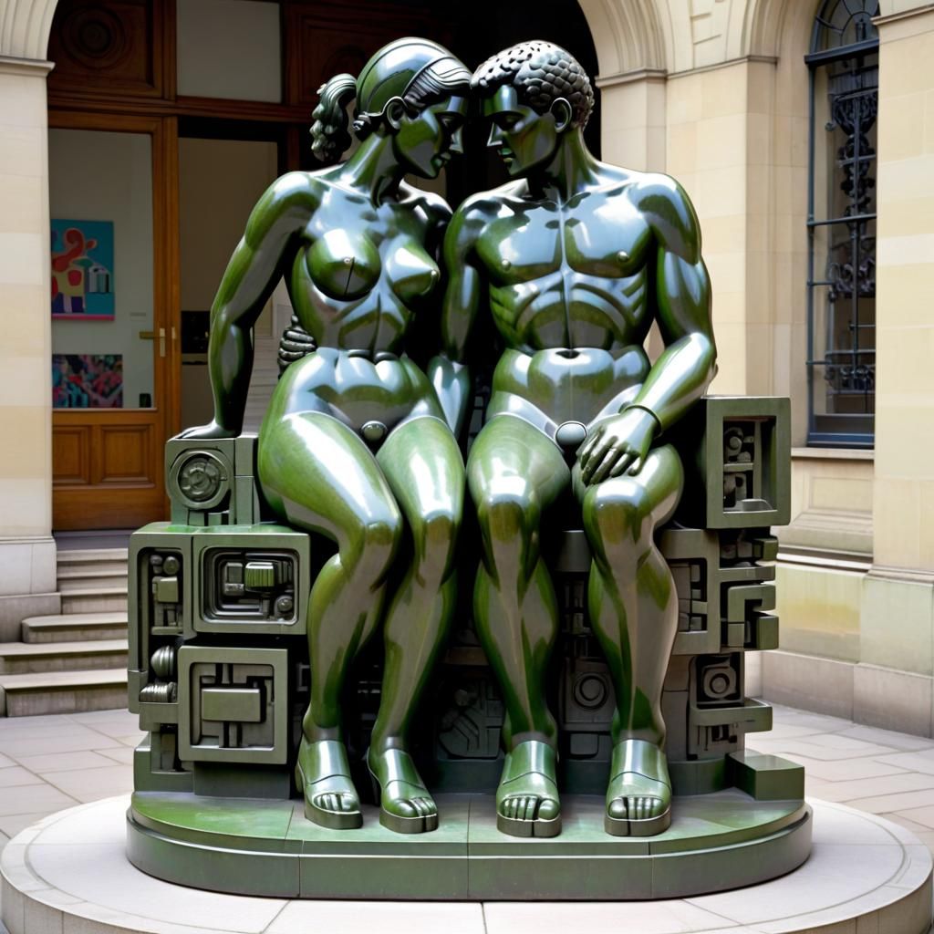 Cubist Lovers: A Paolozzi-esque Sculpture