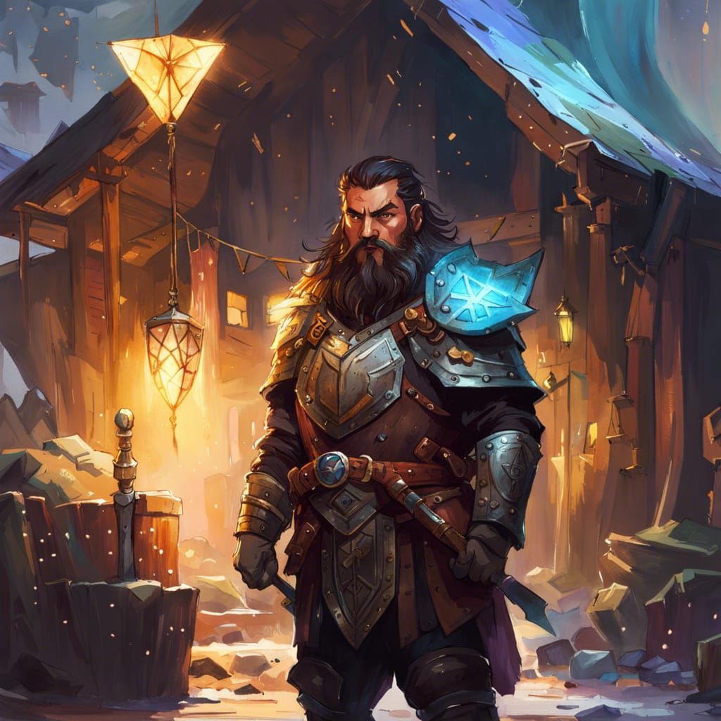 Armored Dwarf Priest in Anime Fantasy Style