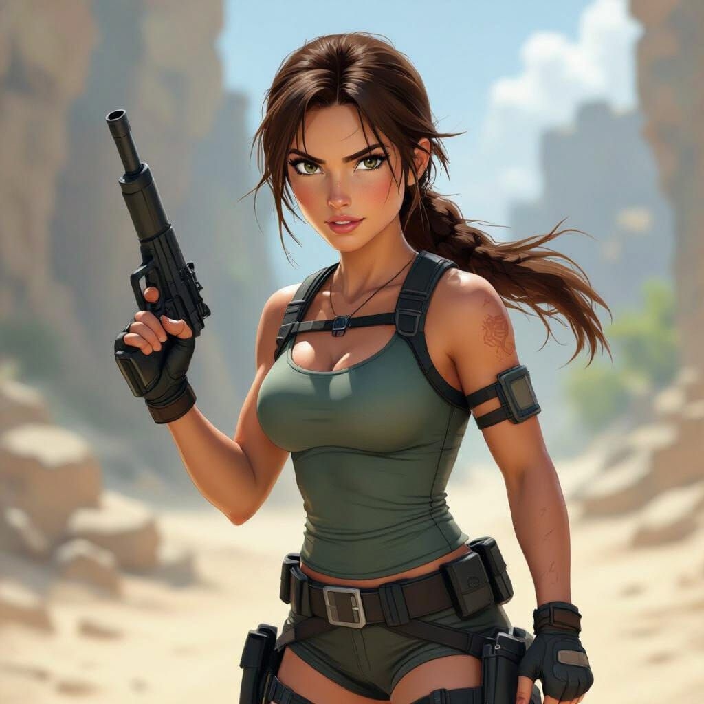Lara Croft in Dynamic Action Pose