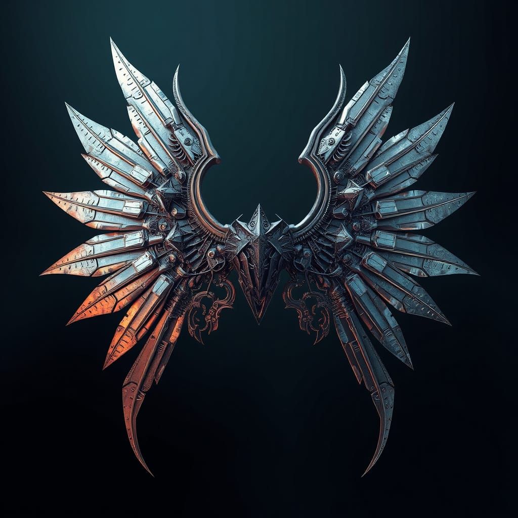 Futuristic Metal Wings in Surreal Industrial Style