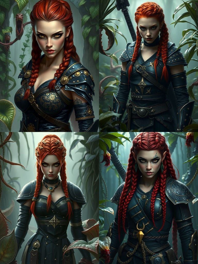 Ethereal Warrior Goddess in Black Leather Armor