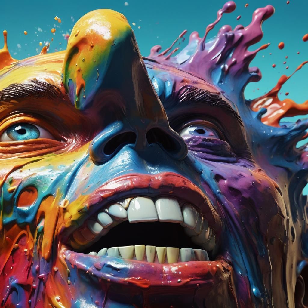 Dramatic Face in Colorful Splash Art Style