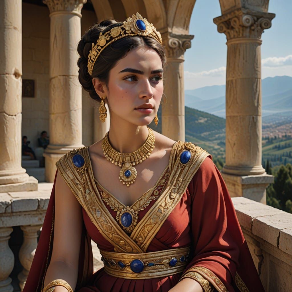Ancient Macedonian Queen in Regal Splendor