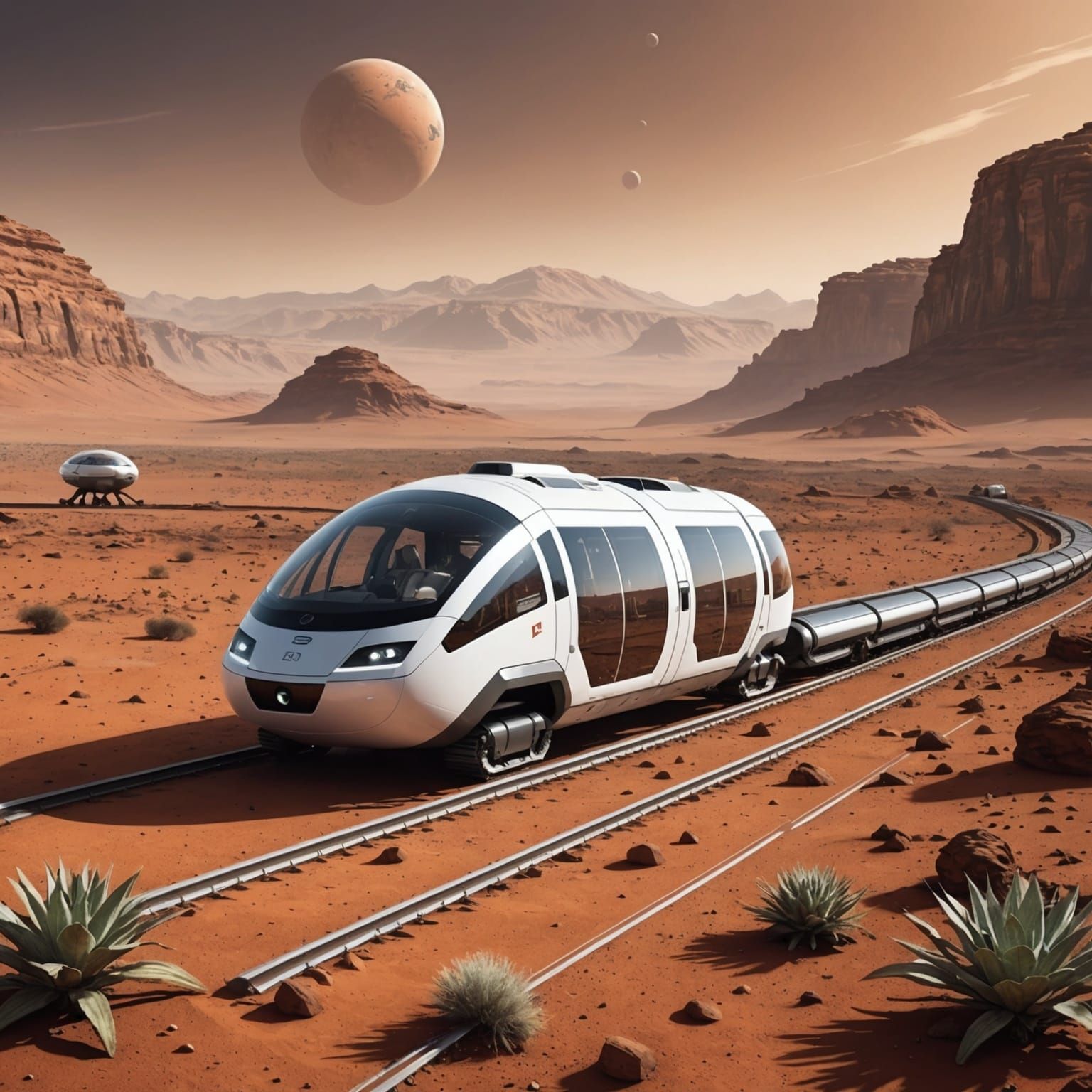 Martian Colony: Monorail and Terraforming Scenery