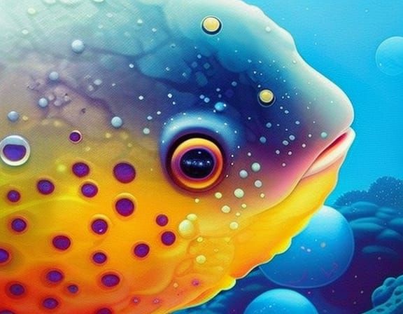 Friendly Puffer Fish in Hyperrealistic Fantasy Art
