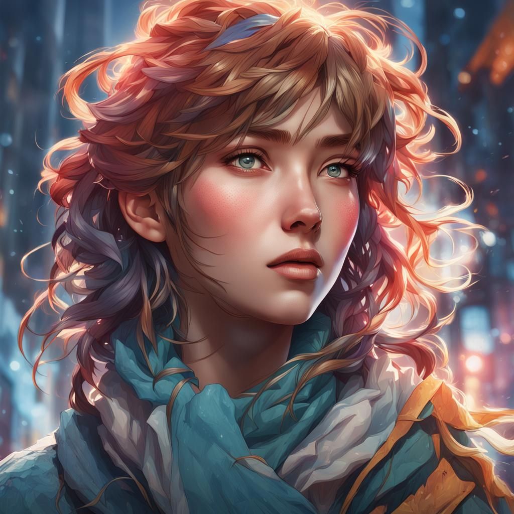 Anime Woman Portrait in Hyperdetailed Digital Art