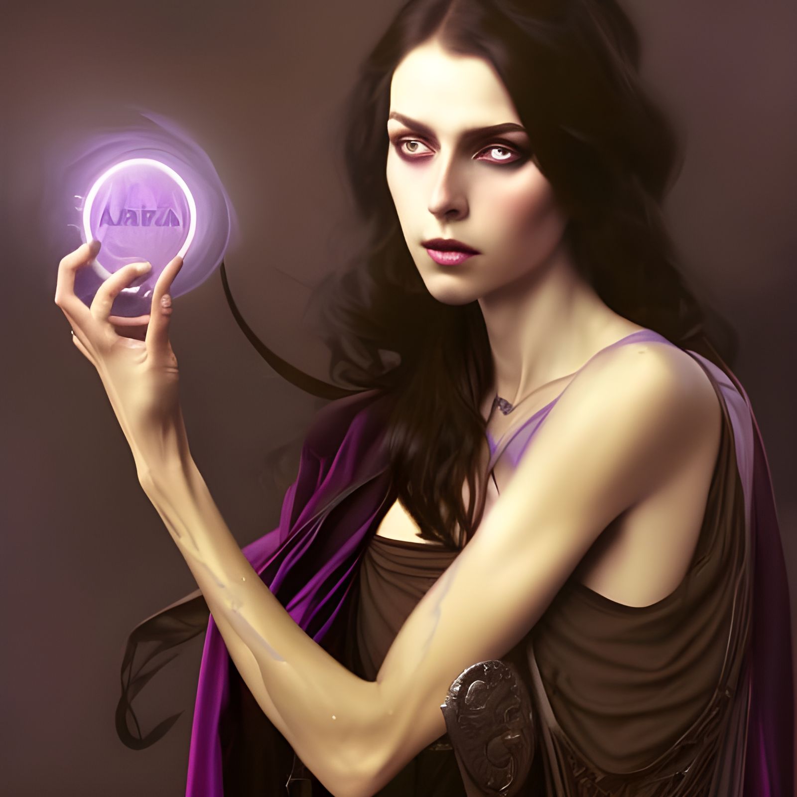 Shadow Sorceress Portrait in Dark Fantasy Style