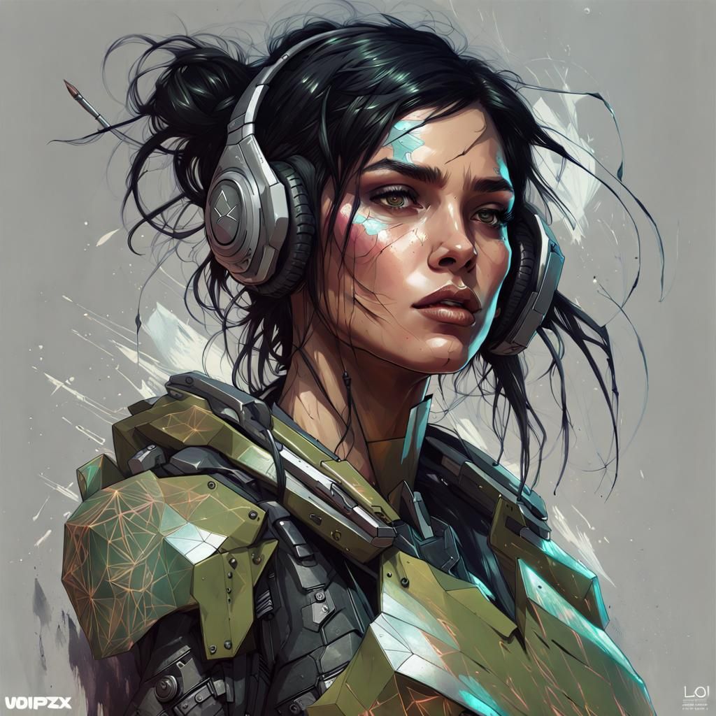 Cyberpunk Portrait of a Stunning Girl in Inkpunk Style